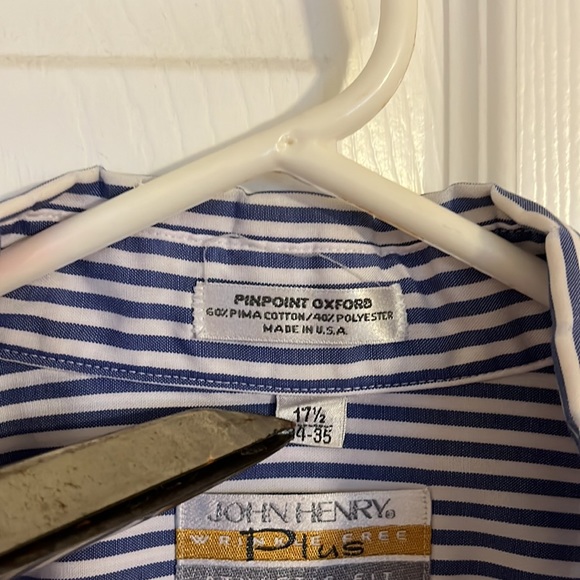 John Henry Athletic Wrinkle Free Plus Striped Size 17.5-34/35 - Picture 2 of 4